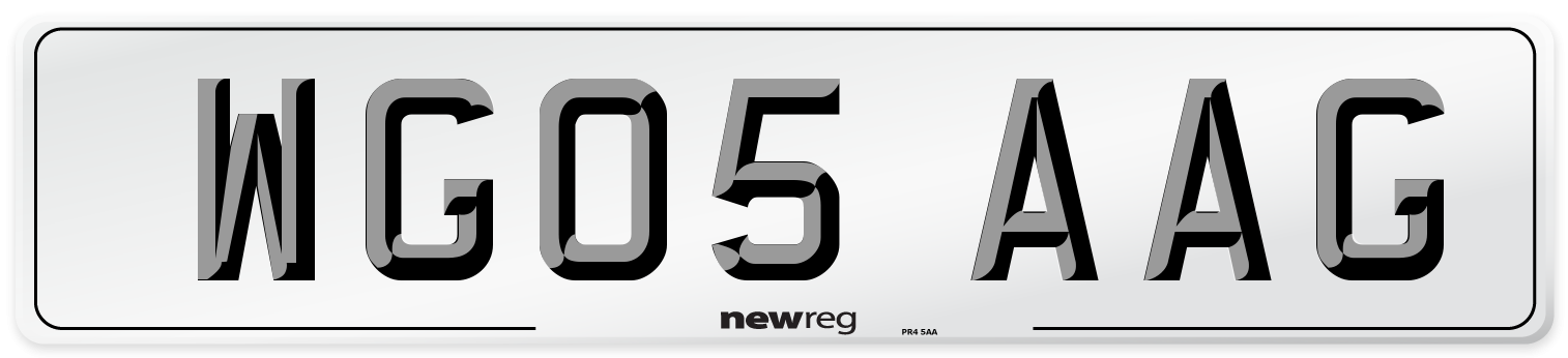 WG05 AAG Number Plate from New Reg